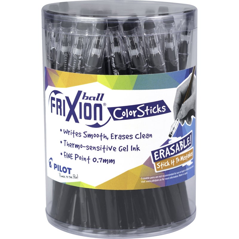 Pilot FriXion ColorSticks Erasable Gel Ink Pens, Fine Point 0.7 mm, Black, 36-Pack, Erasable Pens - Ideal for School, Journaling, & Office Writing - Image 1